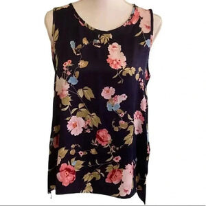 Chris & Carol navy blue floral tank top